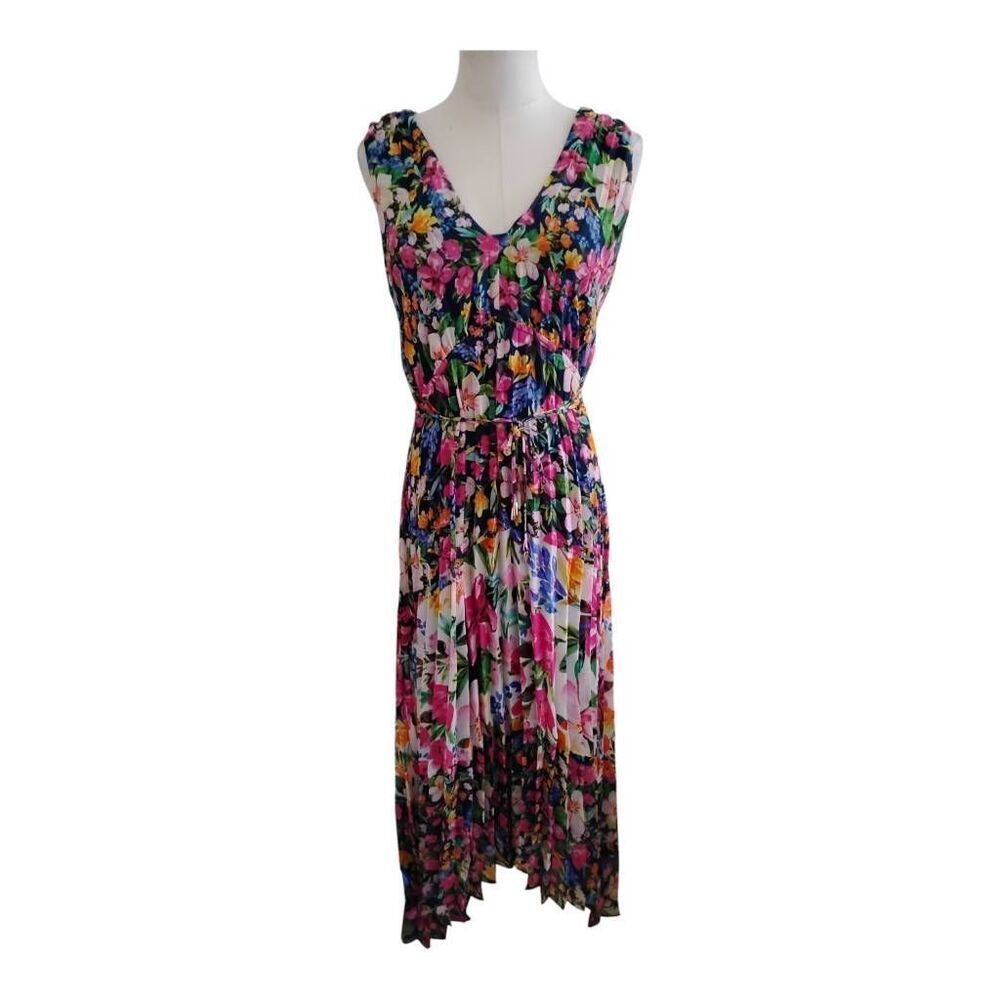 Just Taylor Floral Pleated High Low Maxi Dress Size 6